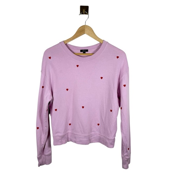 Rails Women’s Ramona Embroidered Hearts Crewneck in Pink/Red Size S - Picture 10 of 16